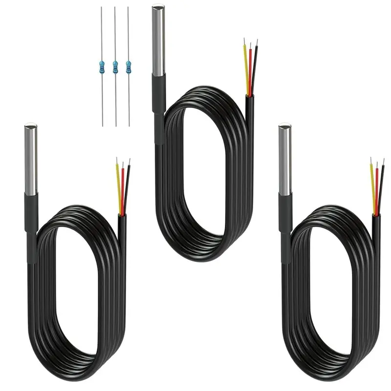 AAAF For Arduino For Raspberry Pi Compatible DS18B20 Waterproof Temperature Sensor Probes With 2 Pack 4.7K Ohm Resistors DIY Kit