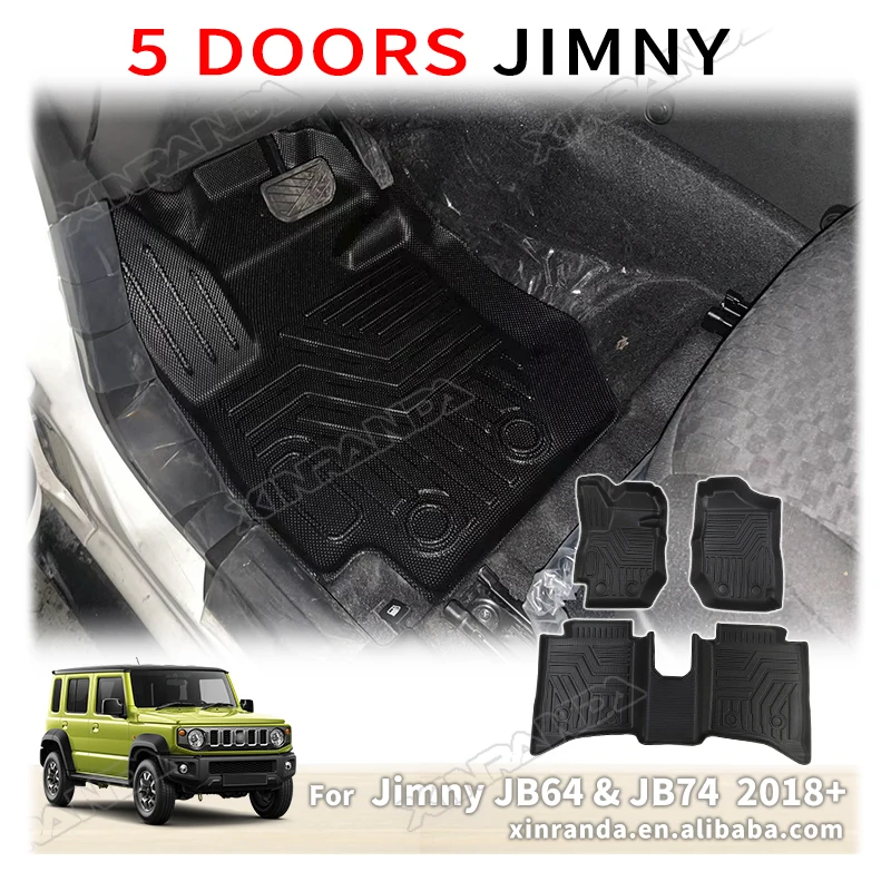 

Jimny 5-дверный напольный коврик 3 шт./комплект ТПЭ для Suzuki New Jimny JB64 JB74 2023 2024 LHD RHD ручная автоматическая трансмиссия 3D стиль