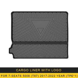 For Peugeot 5008 T87 2017-2022 Car Cargo Liner box Mat TPE Anti-slip Trunk Mat Trunk Tray Carpet Interior Accessories