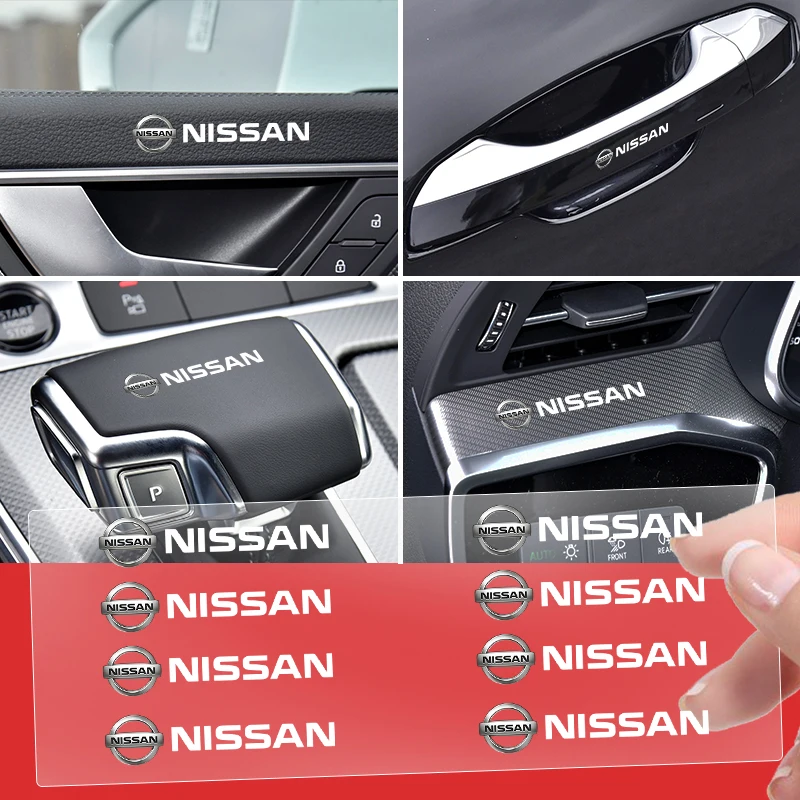 10pcs Car Styling Interior Nickle Decal Emblem Stickers Auto Decoration For Nissan Nismo Tiida GTR X-Trail Xterra Qashqai