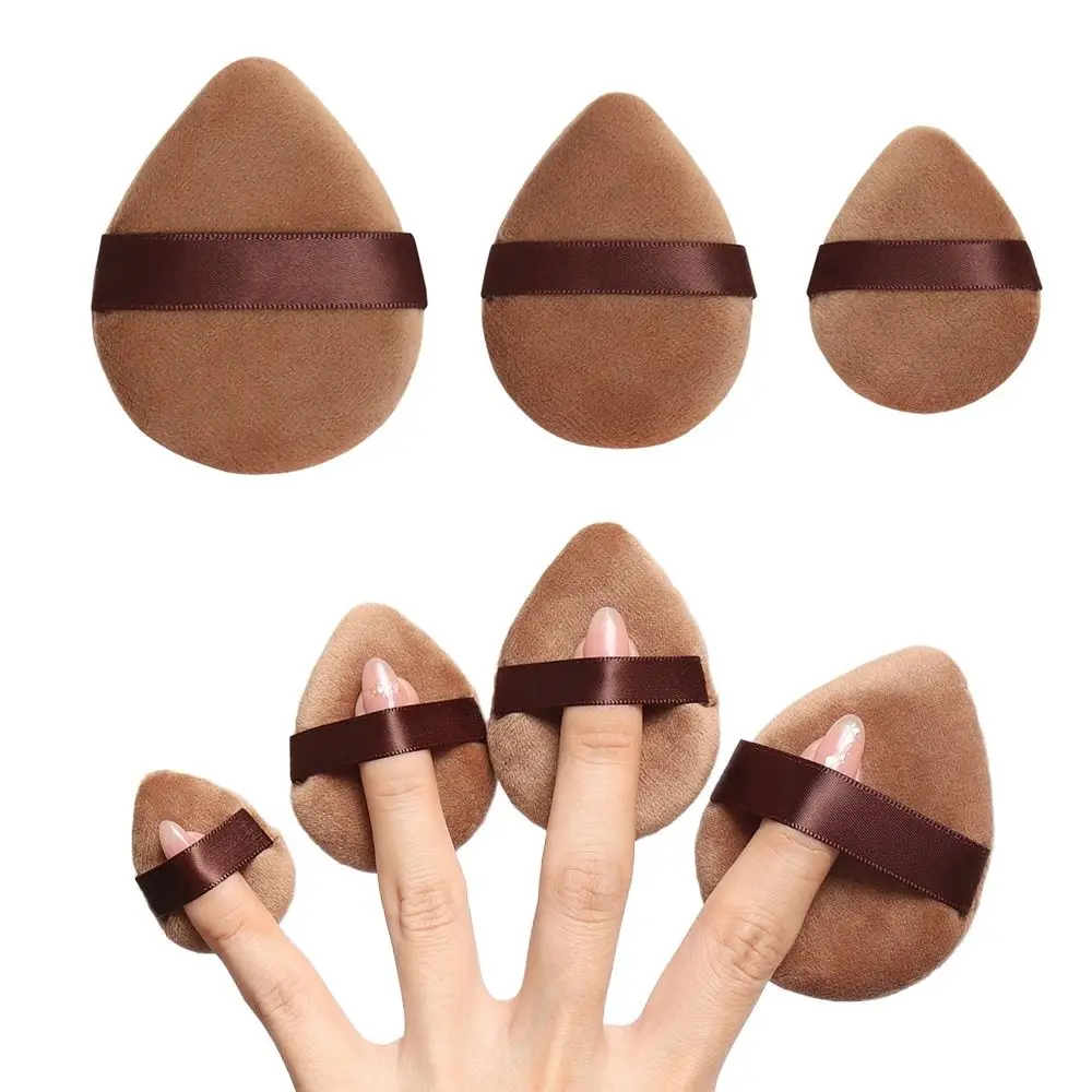 S/M/L Velvet Cosmetic Powder Puff Natural Brown Super Soft Thumb Air Cushion Puff Blush Fingertip Mini Finger Puff Makeup Puff