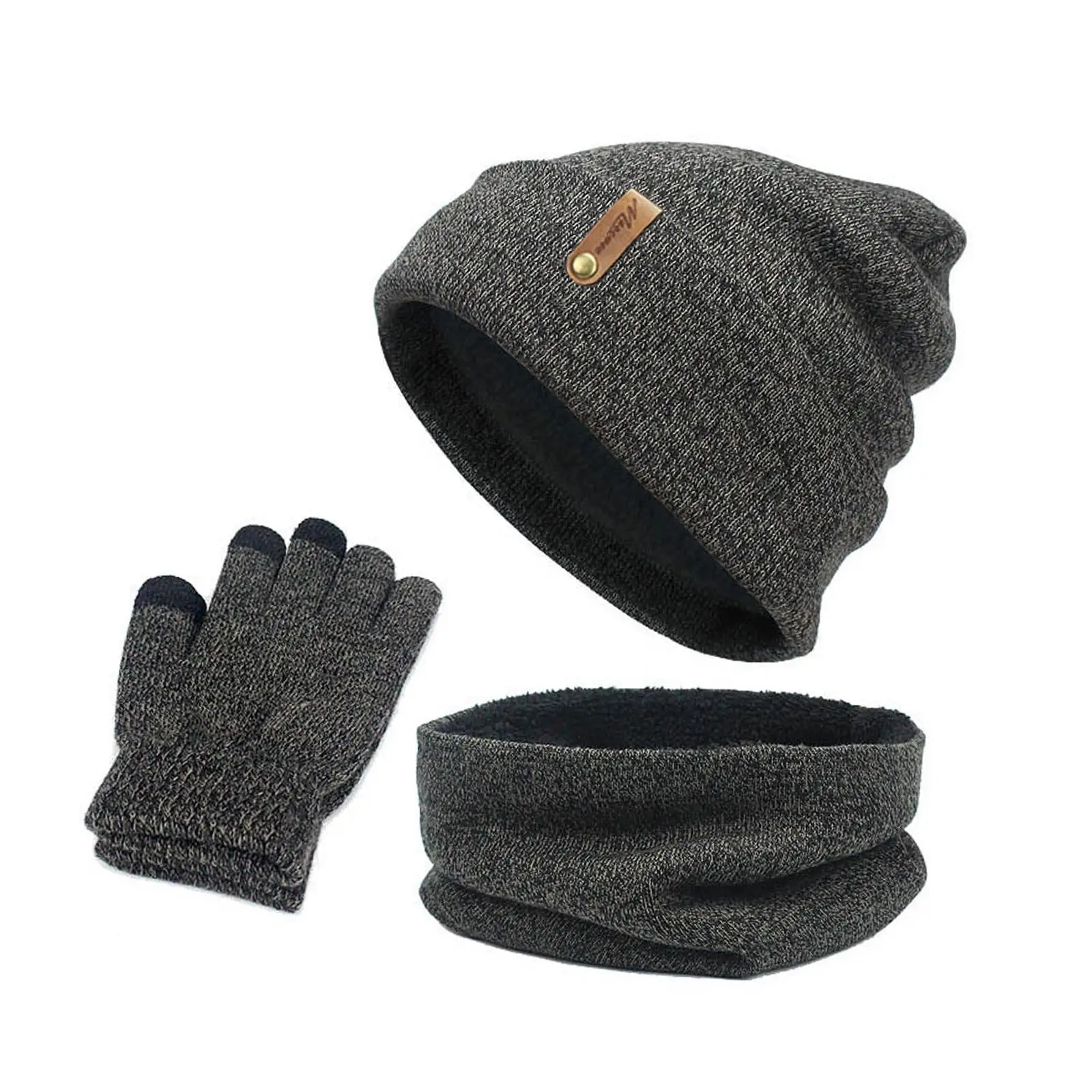 3 pçs conjunto masculino meninas gorro chapéu pescoço cachecol luvas de malha conjunto inverno mais quente