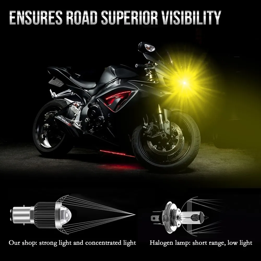 1PC 10000LM H4 LED Motorcycle Headlight H6 BA20D P15D Led CSP Lens White Yellow Hi Lo Beam Motorbike Scooter Running Light