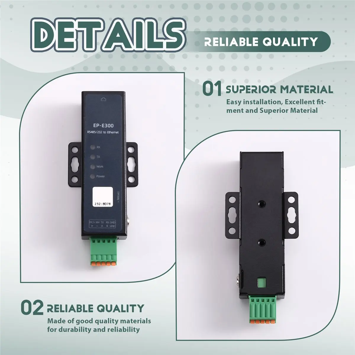 Y1403A*☀▃RS232 Serial Port Server to Network Port Module Transparent Transmission RS232 Modbus Gateway Rail E300