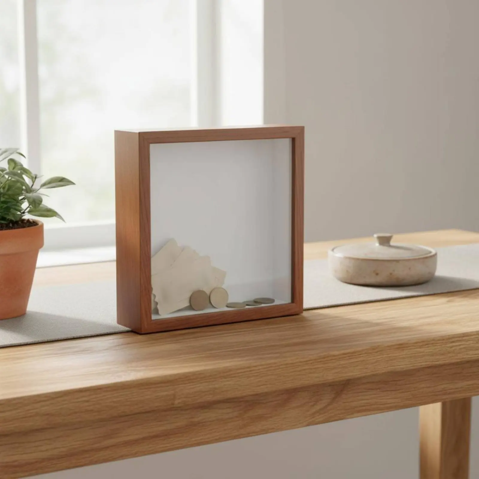Ticket Display Box 3 Cm Deep Ticket Shadow Box Memory Display Case Wall Mount Home Decor Dust Protection for Travel Memories