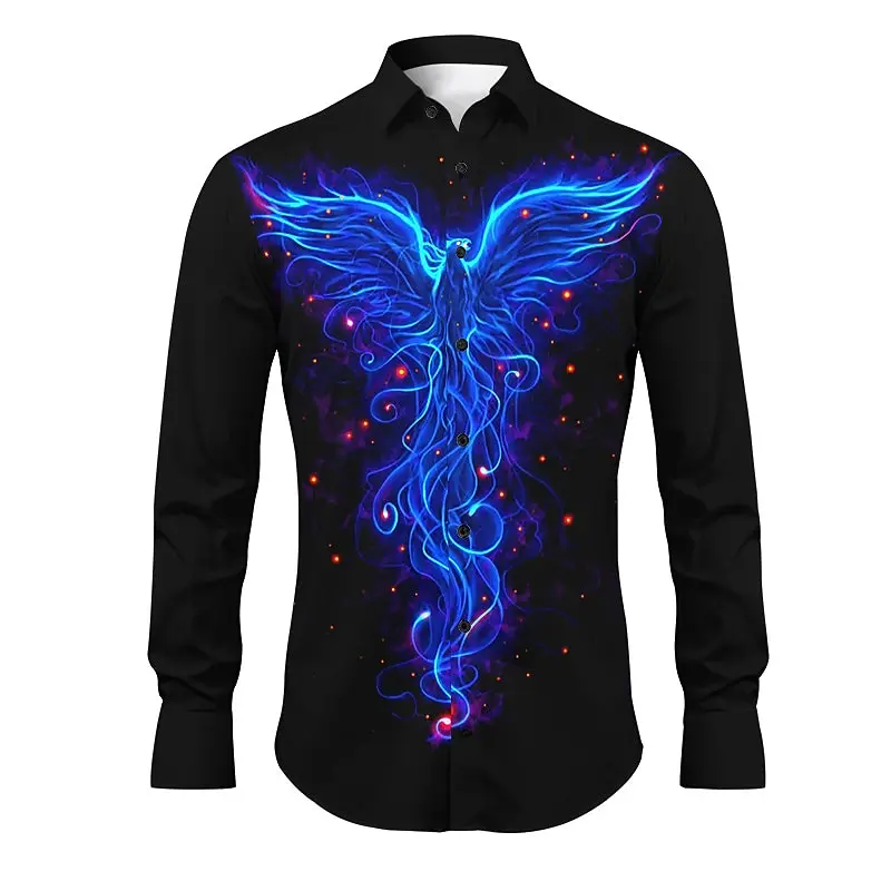 

Phoenix Casual and Comfortable 2024 Men's Shirts for Daily Outings Autumn and Winter Lapel Long Sleeve Shirts Fashion Button Des