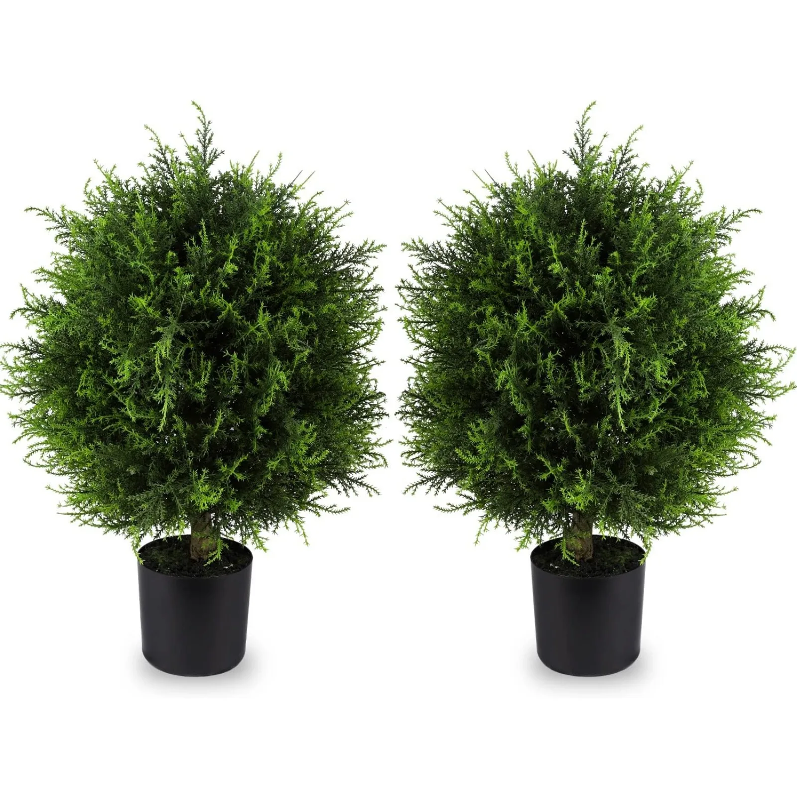 

US Artificial Topiary Cedar Ball Tree 20'' Fake Cedar Potted Plants UV Rated Artificial Shrubs Bushes Ball Tree for Indoor