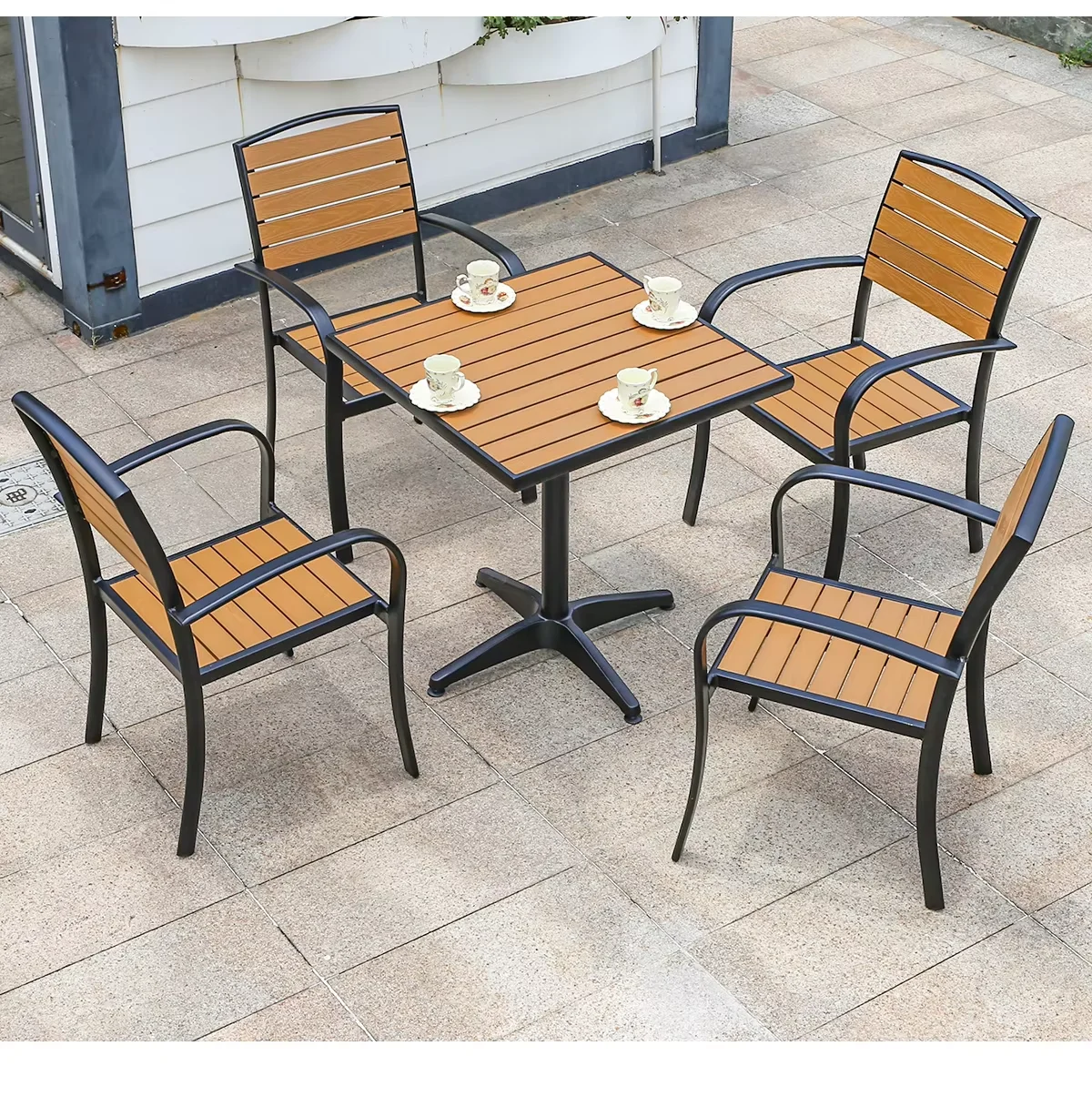 Nordic Round/Square Table Solid Wood grain Modern Furniture Outdoor Patio Cafe Dining Table Balcony Living Room Leisure Table