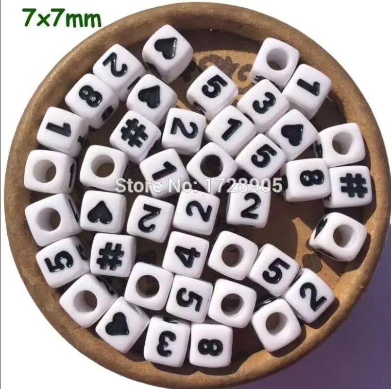 

Number Beads Wholesale 7mm 1700pcs Random mix Mix 0-9 Number Cube Acrylic Spacer Beads fit Jewelry making Free shipping