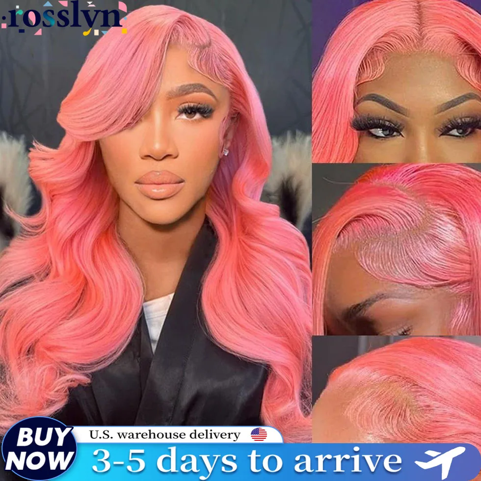 

Rosslyn Body Wave Human Hair Wigs Pink Wig 200% Density Wigs Human Hair Hd Frontal 13x6 13x4 Pre Plucked Clearance Sale Items