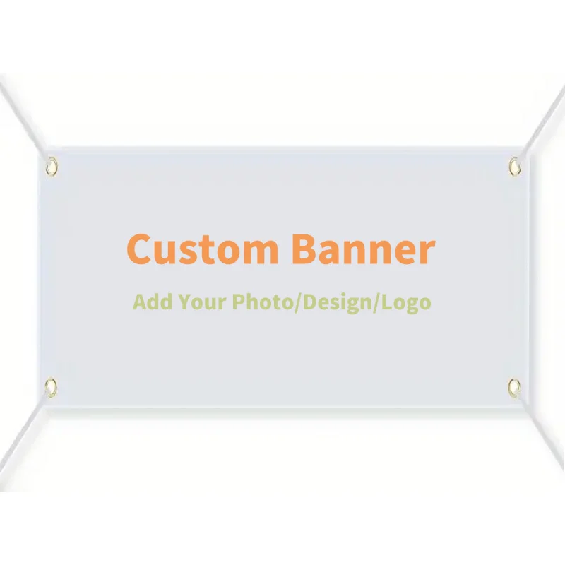 

Custom Large Banner with 4 Grommets - Personalized Outdoor Decor with Text & Logo, Ideal for Holiday, Birthdays, Weddings Decor