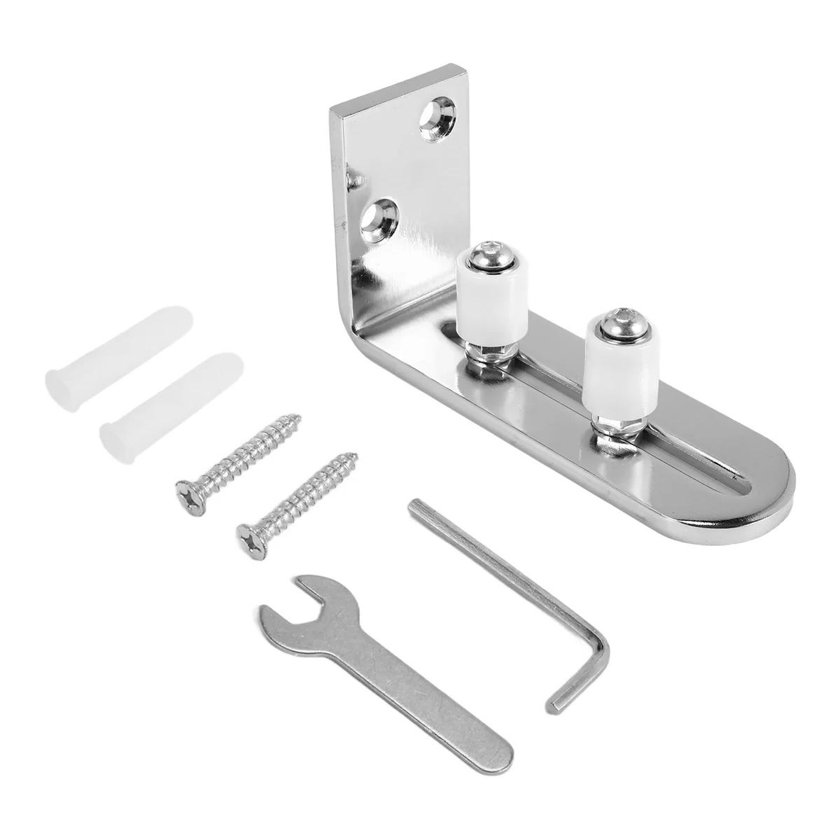 Modern Chrome Sliding Barn Door Floor Guide Adjustable Stay Roller Wall Mount System for All Size Door