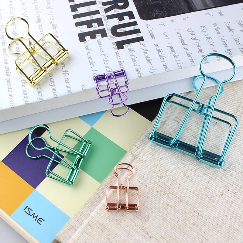 Luxury high quality 19mm 32mm 51mm Multicolor Metal Binder Clip Clamp Paper Bookmark Clips Student School Office Supplies