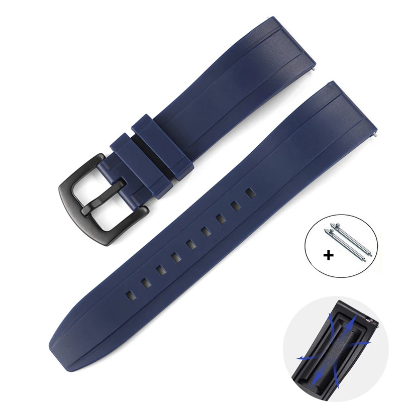 Correia TPU Fluororubber, Pulseira Desportiva em Silicone, Acessórios de Relógio Universal, Pulseira Quick Release, 22mm, 20mm