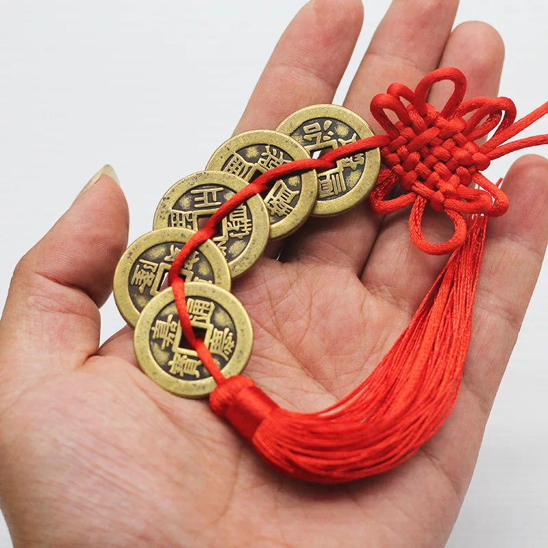 Thickened 2.8cm Tassel Pendant Five Emperors Chinese Knot Copper Coin Bulk