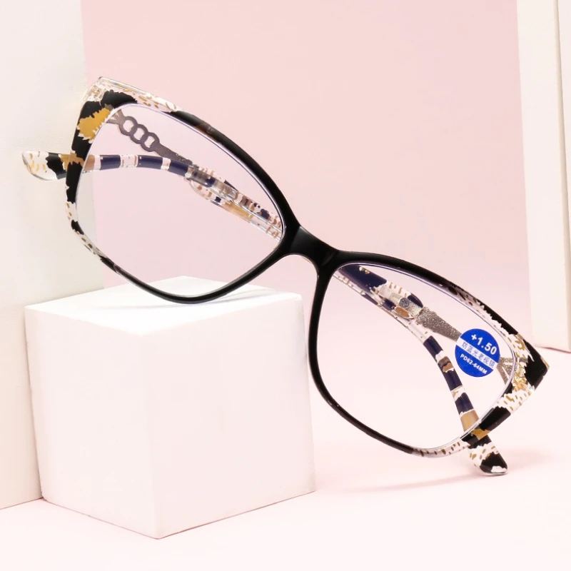 

Lady's Reading Glasses Square Cat Eyes Presbyopia Eyeglasses Blocking Blue Light Eyewear Europe&America Glasses Окуляри Жіночі