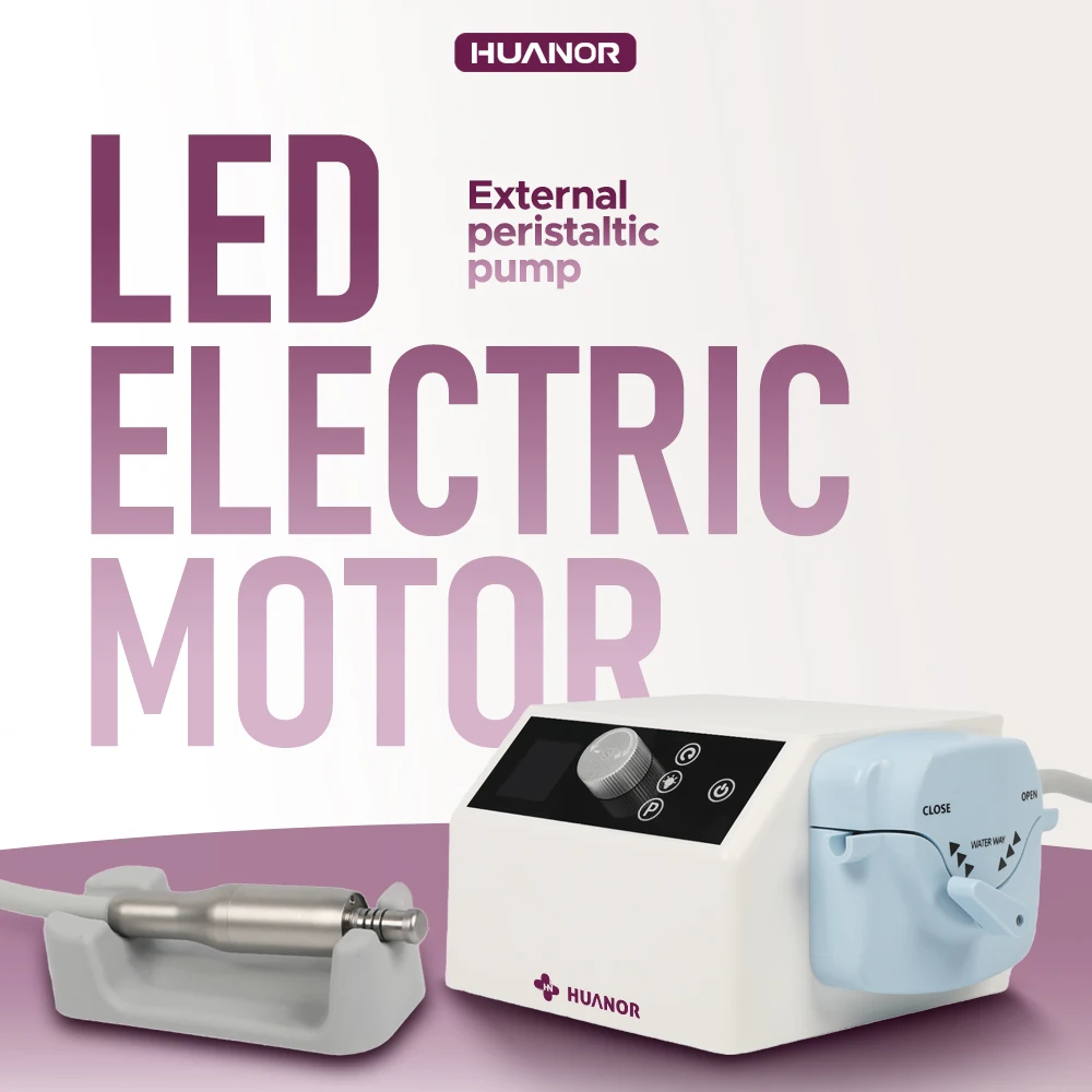 Dental LED Brushless Electric Motor with Saline Pump Compatible with 1:1/1:5/4:1/1:4.2/10:1/16:1 Contra Angle