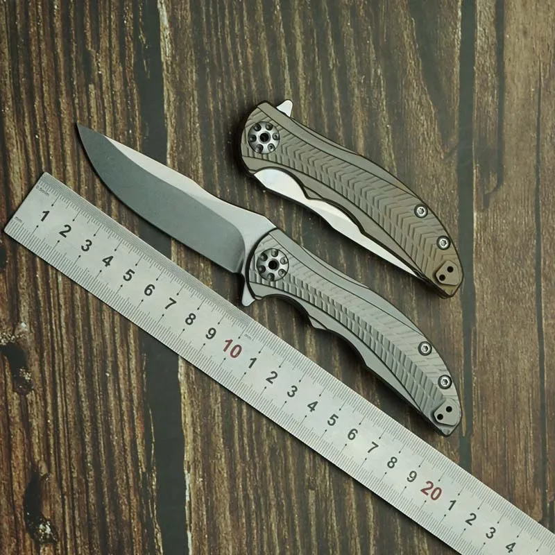 Cuchillo plegable 0609 20CV titanio – EDC táctico rodamiento cerámico - imagen 3