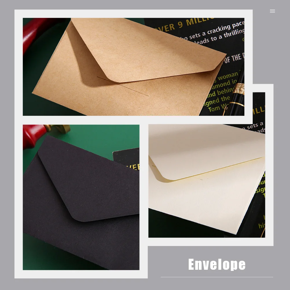 

30Pcs Retro Kraft Paper Envelopes Vintage Rectangular Miniature Envelopes for Letters Greetings Cards Storage