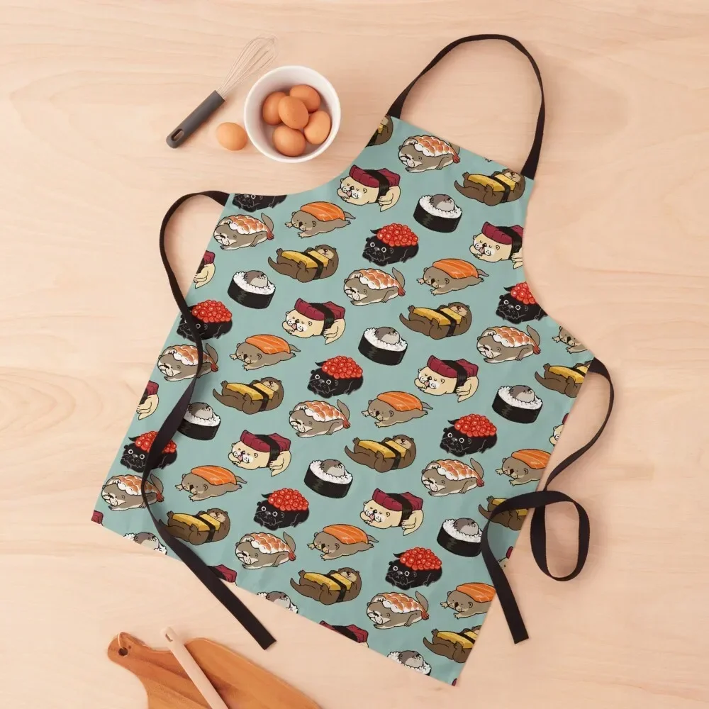 

Sushi Otter Apron Kitchen Handle For Women women's kitchens Restaurant man chef uniform Apron