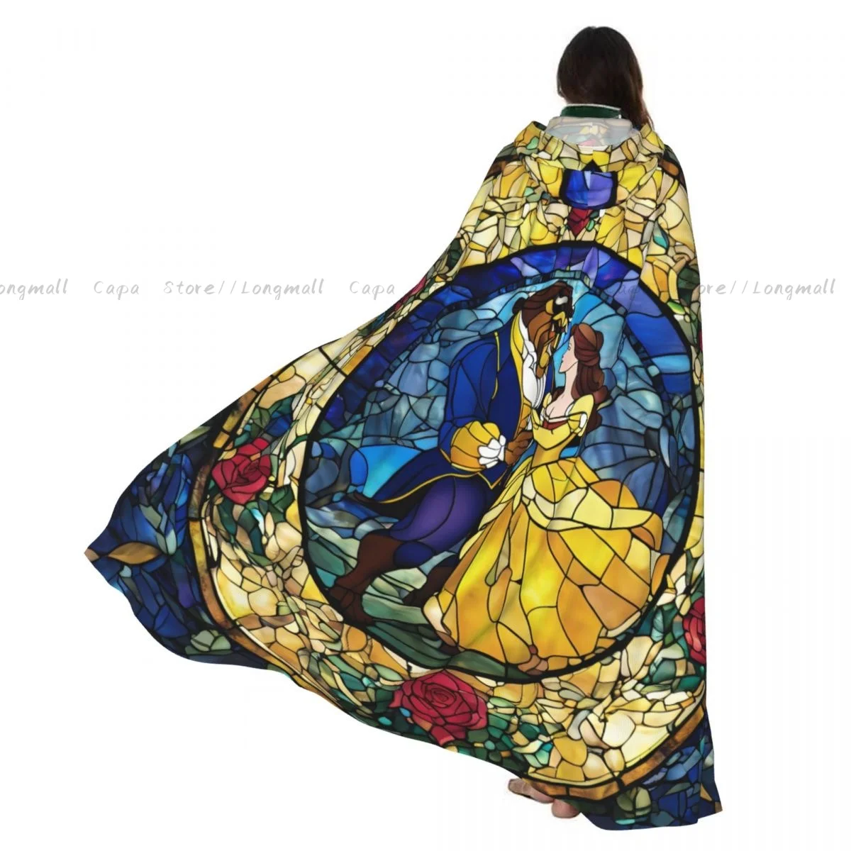 Capa de cristal de cuento de hadas de Bella y Bestia para adultos, disfraz Medieval con capucha, abrigo de longitud completa