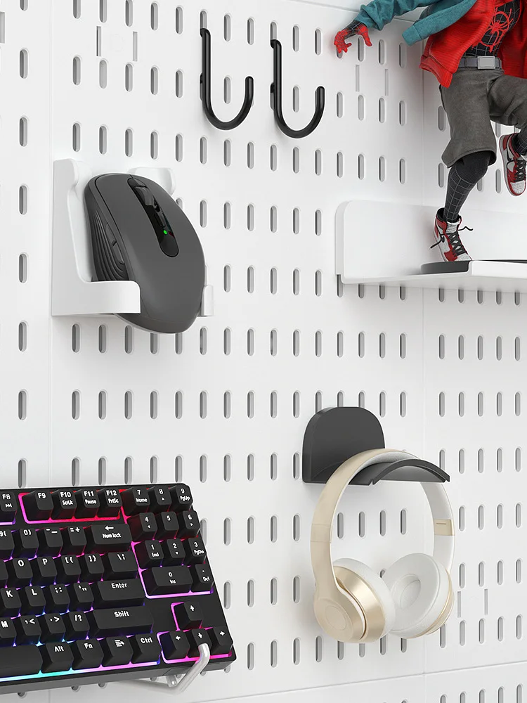 

【SET C】Pegboard Accessory:Headphone Stands, Multi-Functional Holder, iPad/KB Mounts & Clips for Organized Gaming & Workspace