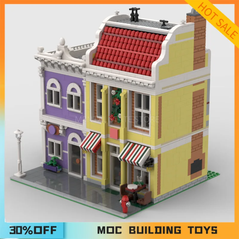 

2237PCS Customized MOC Modular Pizzeria & Tailor Workshop Building Blocks Technology Bricks Creative Assembly Toys Holiday Gifts