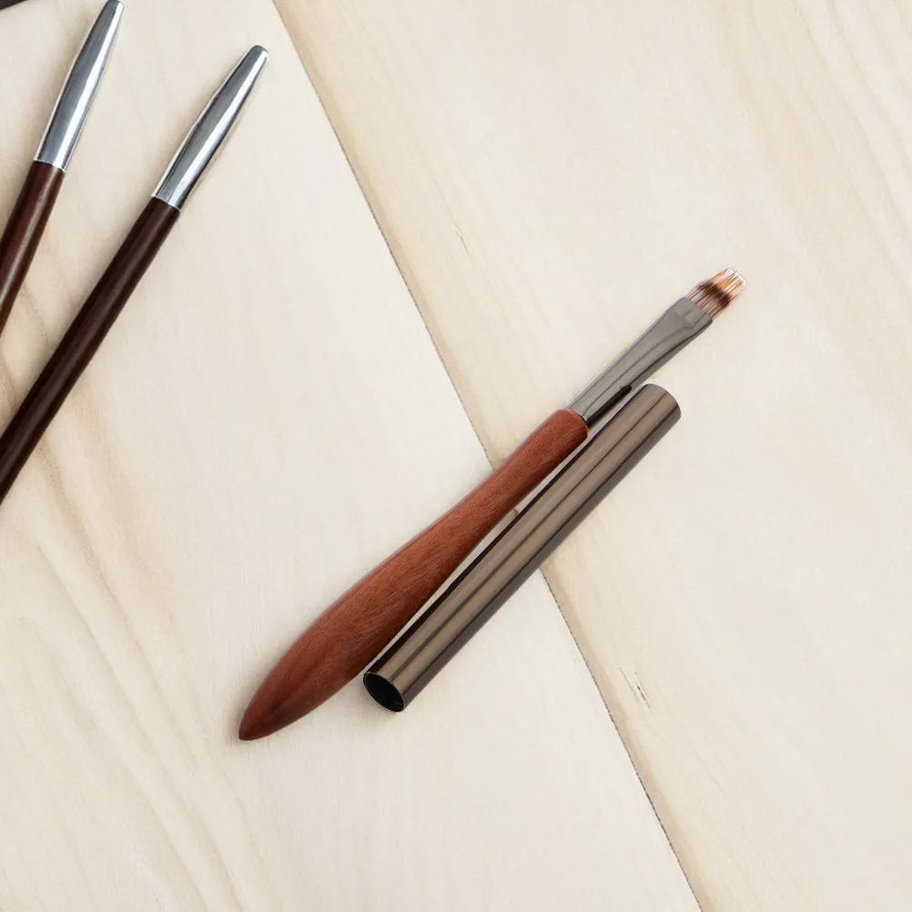 

2Pcs Nail Art Shading Brush Wide Tip Natural Wood Handle for Gradient Effects Gel Polish Painting Home Salon Nail Design