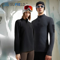 Supield Men Women Warm Fleece Jacket Autumn Winter Wear-resistant Sports Base Solid Color Half Zipper High Warm Soft Comfortable