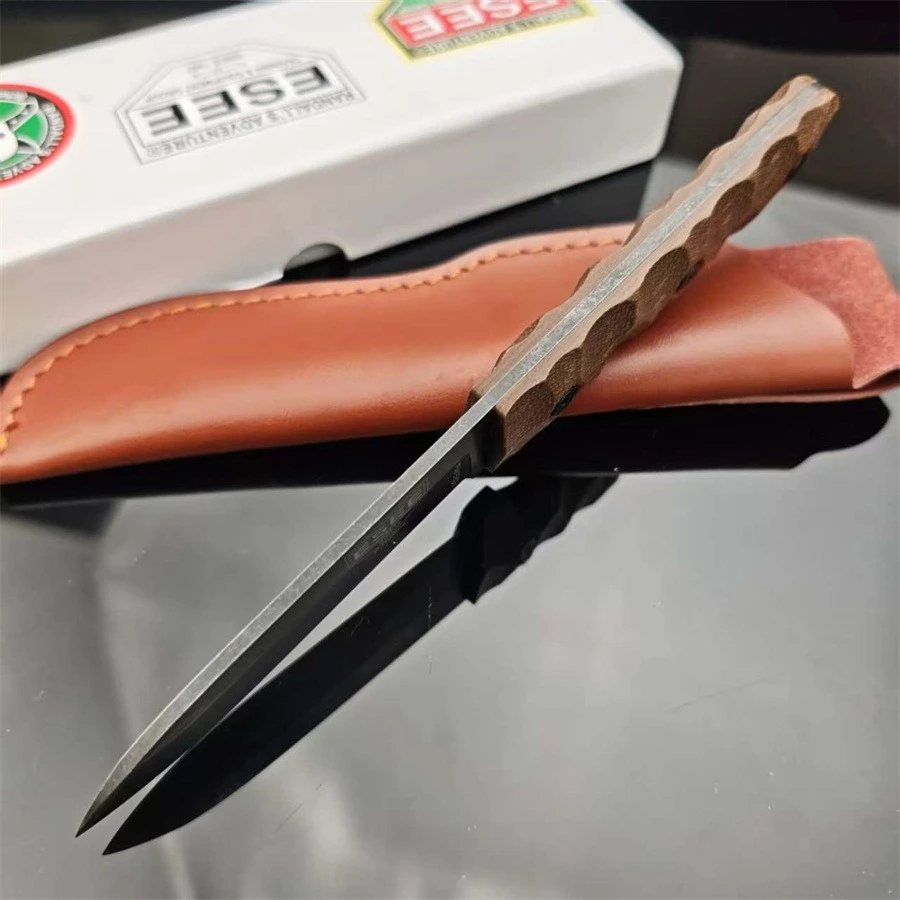 ES / EE PR4 Straight Knife D2 Blade Outdoor Hunting Sharp Cutting High Hardness Multi-functional with Sheath Knives Gift for Men