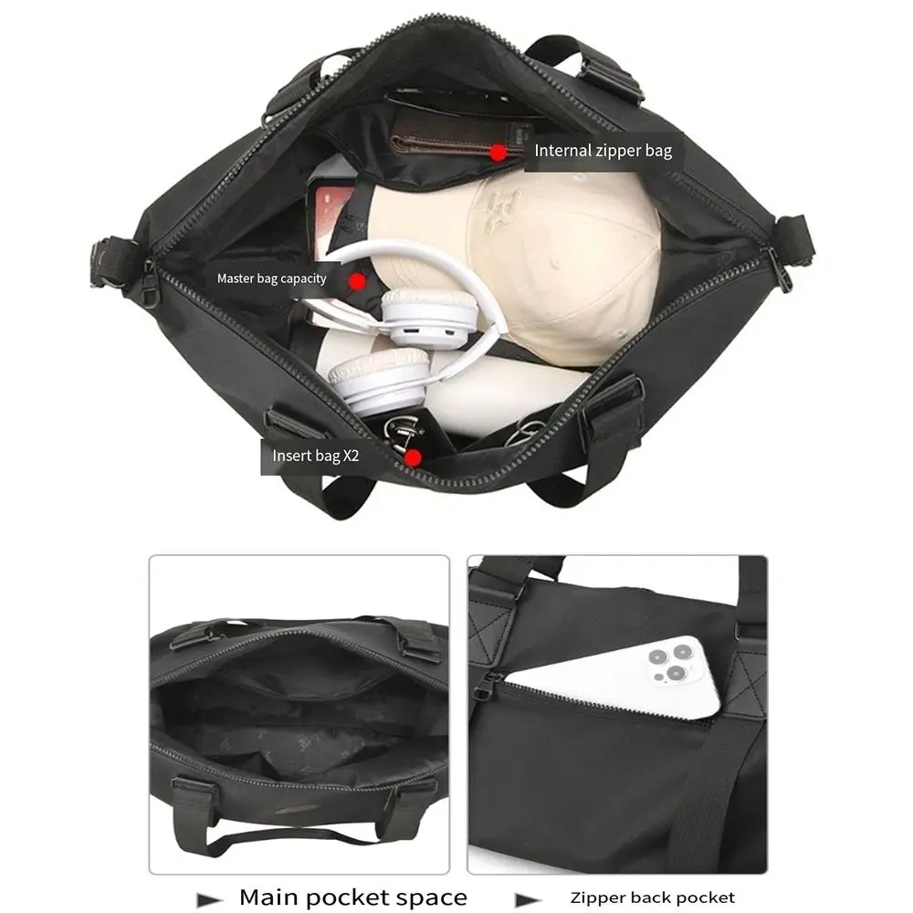 Large-Capacity Womens Travel Tote Bags Solid Color with Zipper Gym Fitness HandBag Overnight Bag Duffel Bag Sports Shoulder Pack