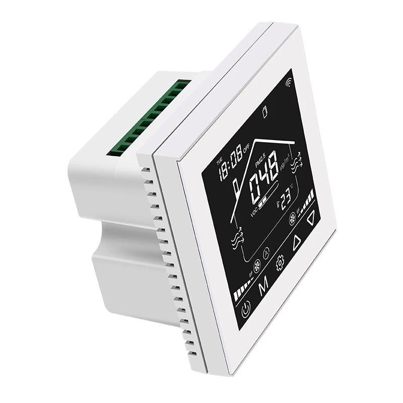 White Shell Real Time Monitoring VOC PM2.5 Temperature And Humidity RS485 HVAC Ventilation System Fan Controller