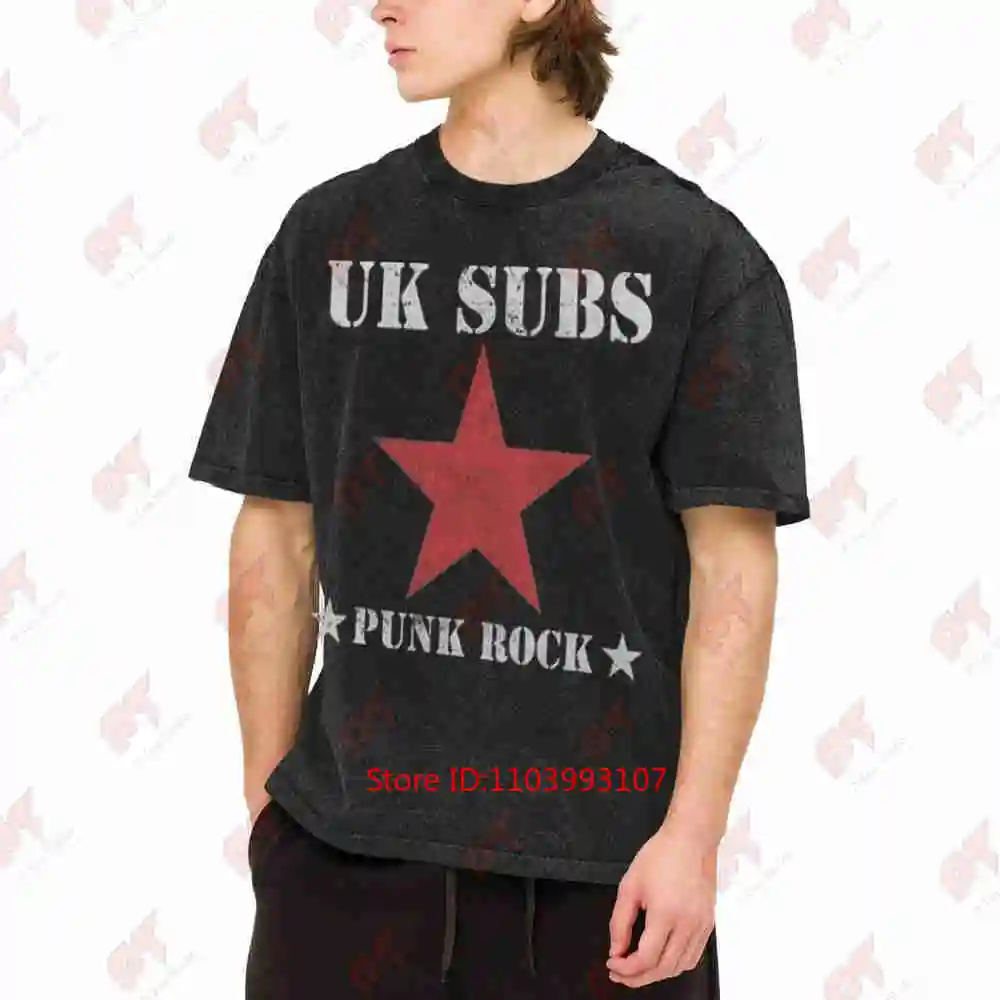 UK Subs Punk Rock Red Star Vintage Washed Tee Pure Cotton T-Shirt
