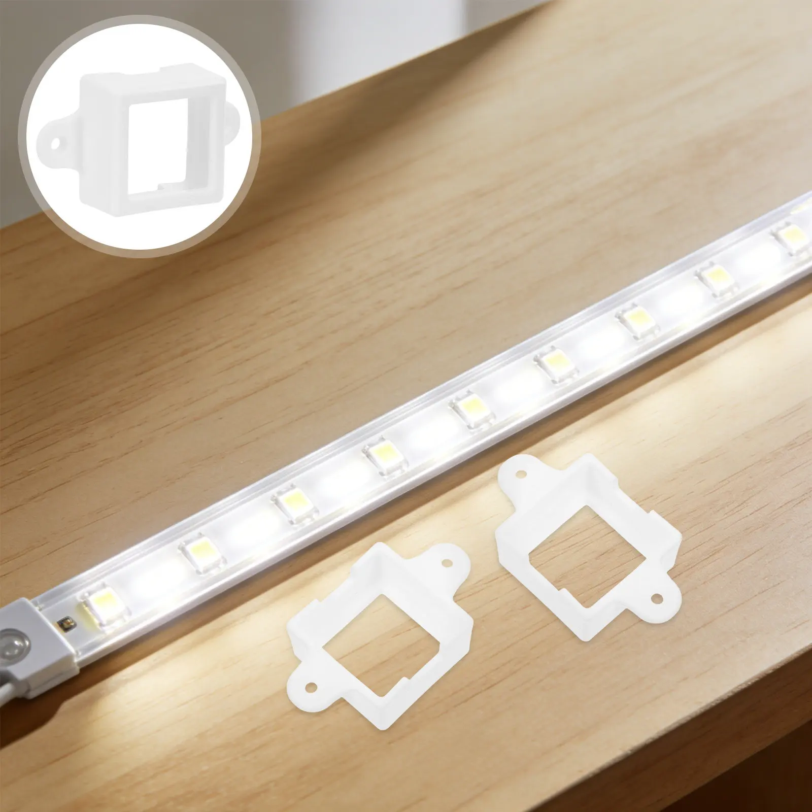 

10Pcs Outdoor LED Light Clips Waterproof Square Mounting Brackets Easy Mounting for Rope Lights Outdoor Decorative Lighting