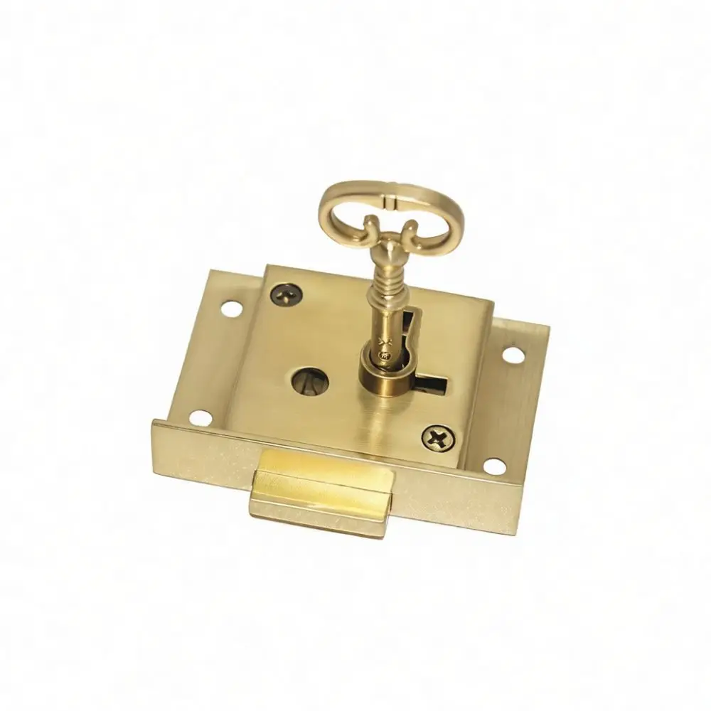 Vintage Brass Drawer Hidden Latch Decorative Chinese Style Hardware Retro Mortise Lock For Jewelry Box Cabinet Security Hook