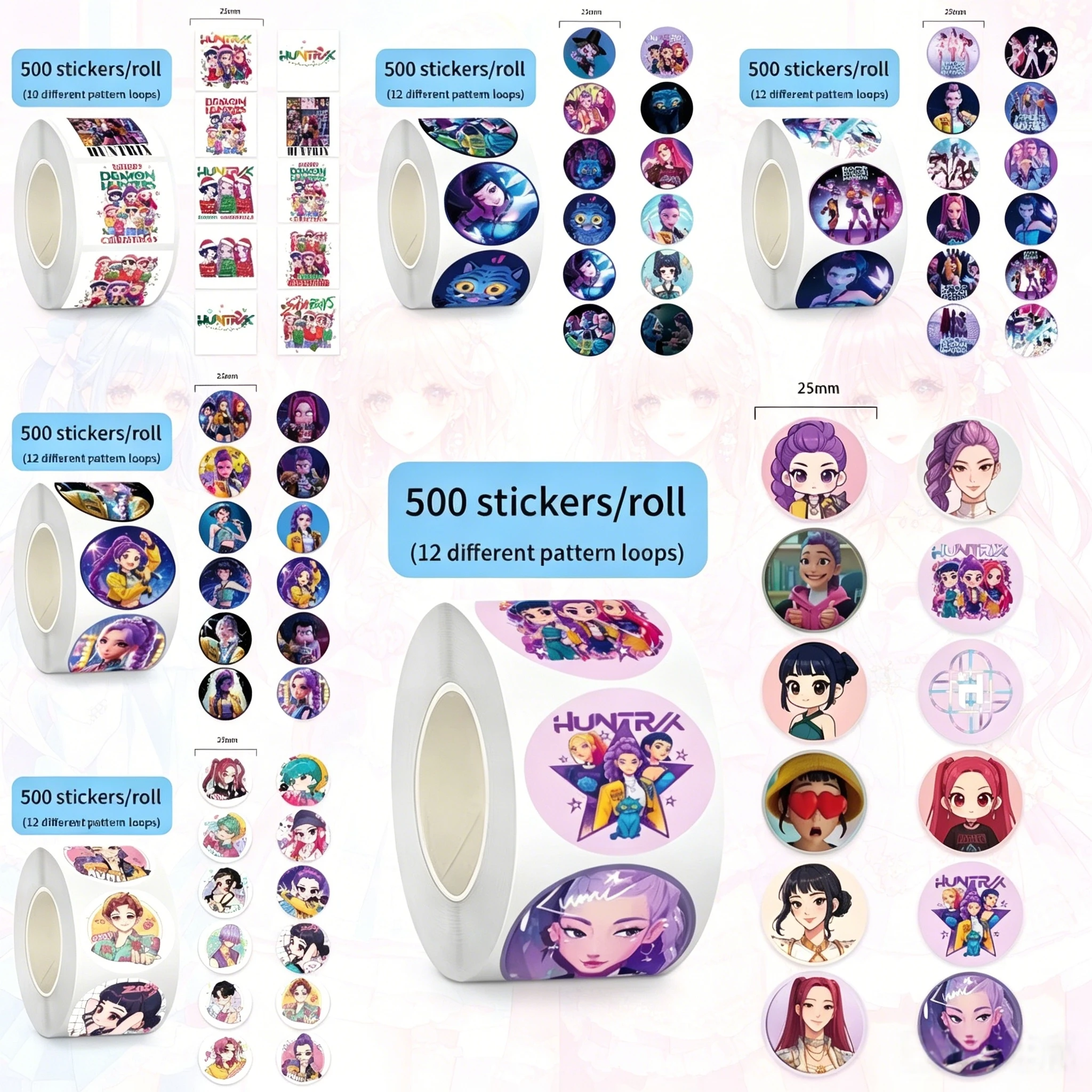 NEU 500 Stück Rolle Beliebte Anime-Aufkleber Tiger-Motiv DIY Wasserfeste Aufkleber für Scrapbook Handy Gepäck Skateboard Laptop Dekoration