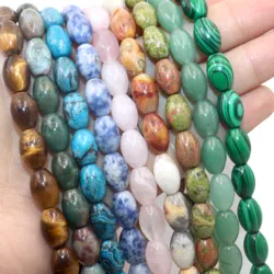 6 8 10MM Natural Stone Rice Shape Agates Crystal Quartz Loose Spacer Beads For Jewelry Making DIY Bracelet Necklace Accessories