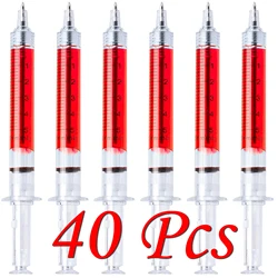 Bolígrafo de inyección de Color rojo para médico y enfermera, pluma líquida con jeringa de Color, suministros escolares de oficina, 40 piezas