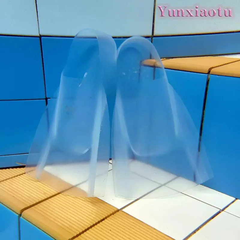 Fully Transparent Invisible Flippers, Professional Swimming Silicone Flippers, Freestyle Swimming Shoe Short Flippers