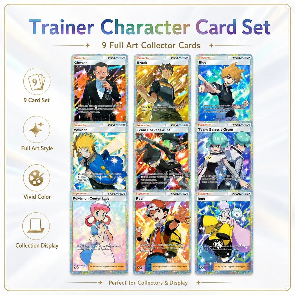 9PCS Full Art Collectible Trading Cards Set Anime Style Blue Red Lono Character Cards Premium Glossy Gift for Collectors Gifts