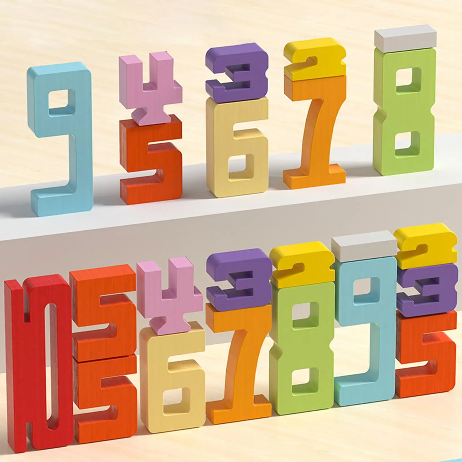 Kids Educational Wooden Stacking Blocks Math Learning Toy Color Recognition and Number Games for Children Learning