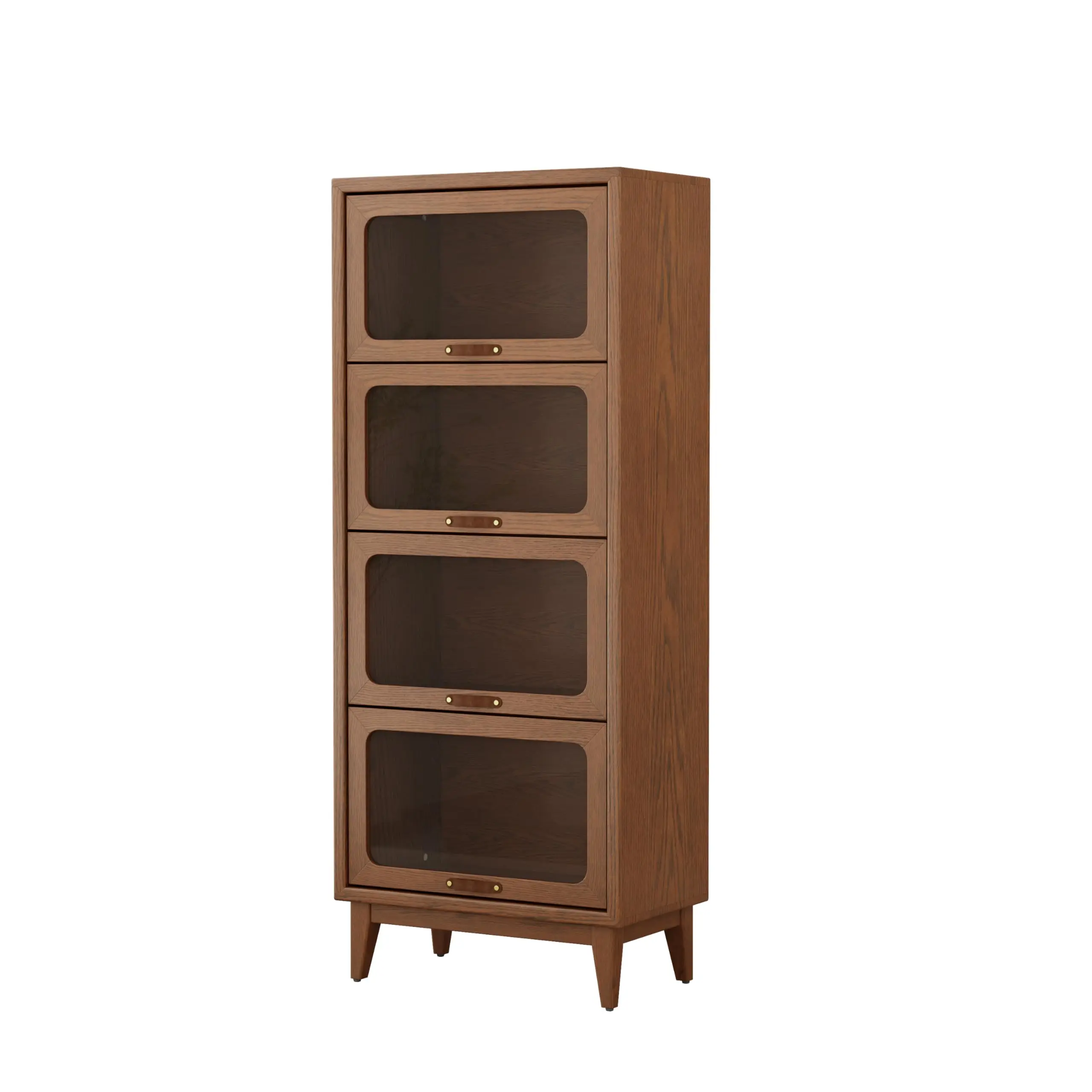 Wooden Bookcase with Tempered Glass Doors, Solid Wood Bookshelf, Display Cabinet case for Apartments, Home Offices (4