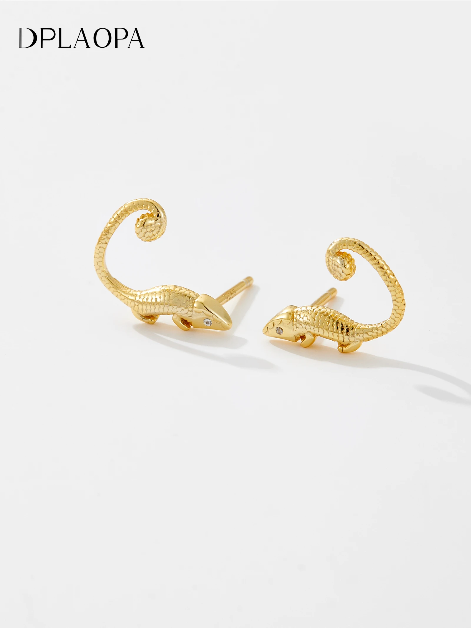 Solid Gold Tiny Chameleon Earrings / Single or Pair / Tiny lizard online Studs