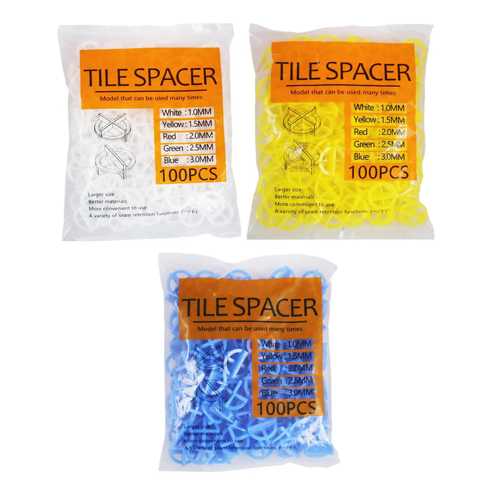 2X 100Pcs Tile Spacers Cross Tile Leveling System Spacer for Wall Floor Tiles