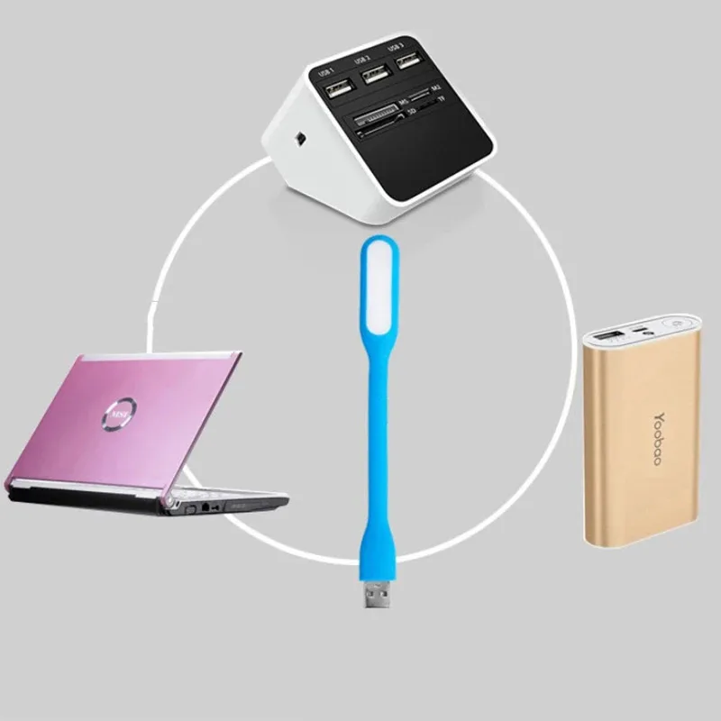 1-9 قطعة USB مصباح ليد المحمولة القراءة ضوء 5 فولت 1.2 واط مصباح USB صغير طوي البصر ضوء لبنك الطاقة الكمبيوتر المحمول المحمول