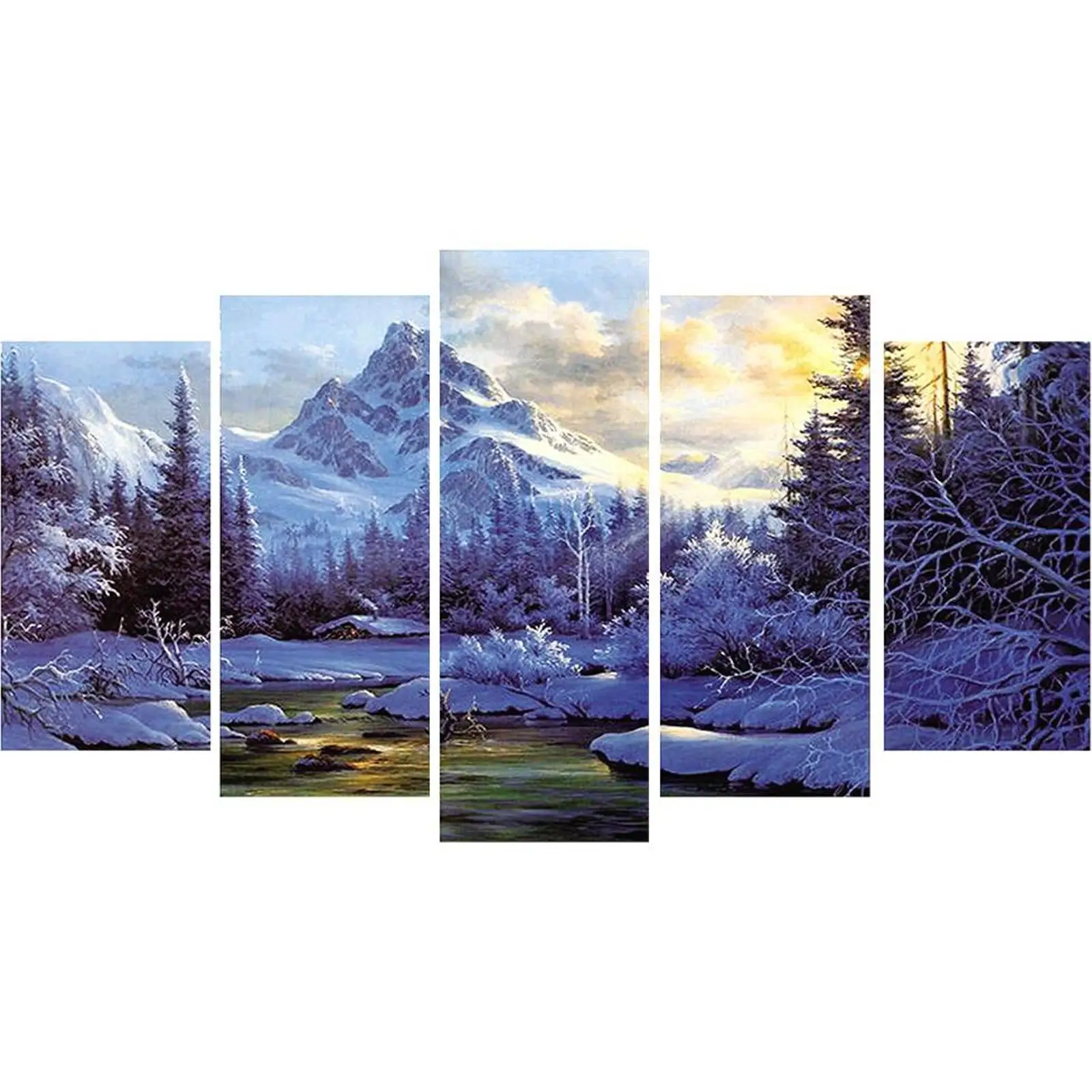 

5pcs 5D DIY Full Drill Diamond Painting Snow Mountain Embroidery Kit Needlework