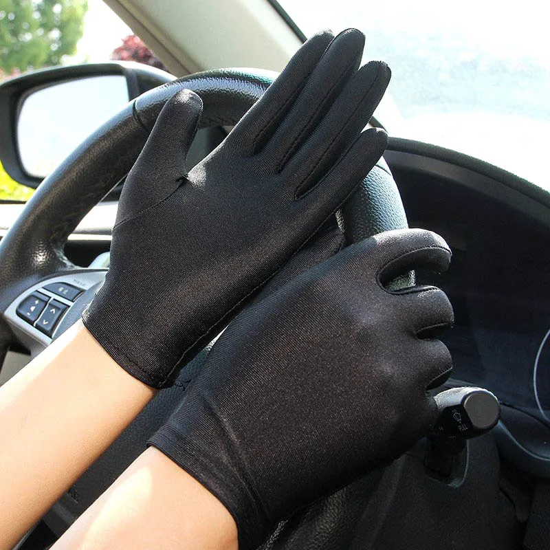 Gants de conduite respirants pour femmes, 1 paire, protection solaire en coton fin, couleur unie, mitaines courtes antidérapantes