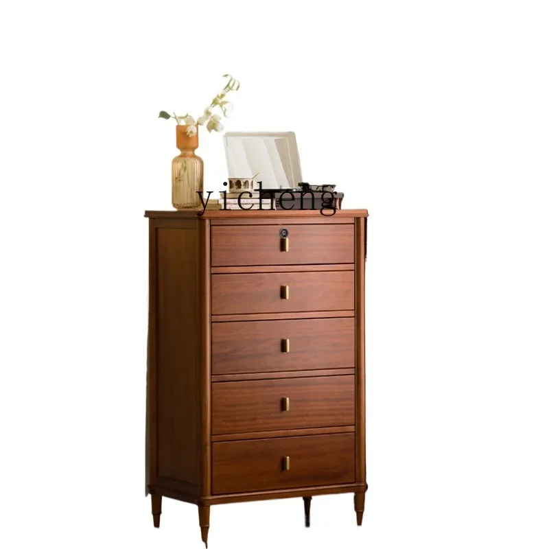 

HSN chest of drawers, solid wood with lock, living room storage cabinet, light luxury cabinet, bedroom locker