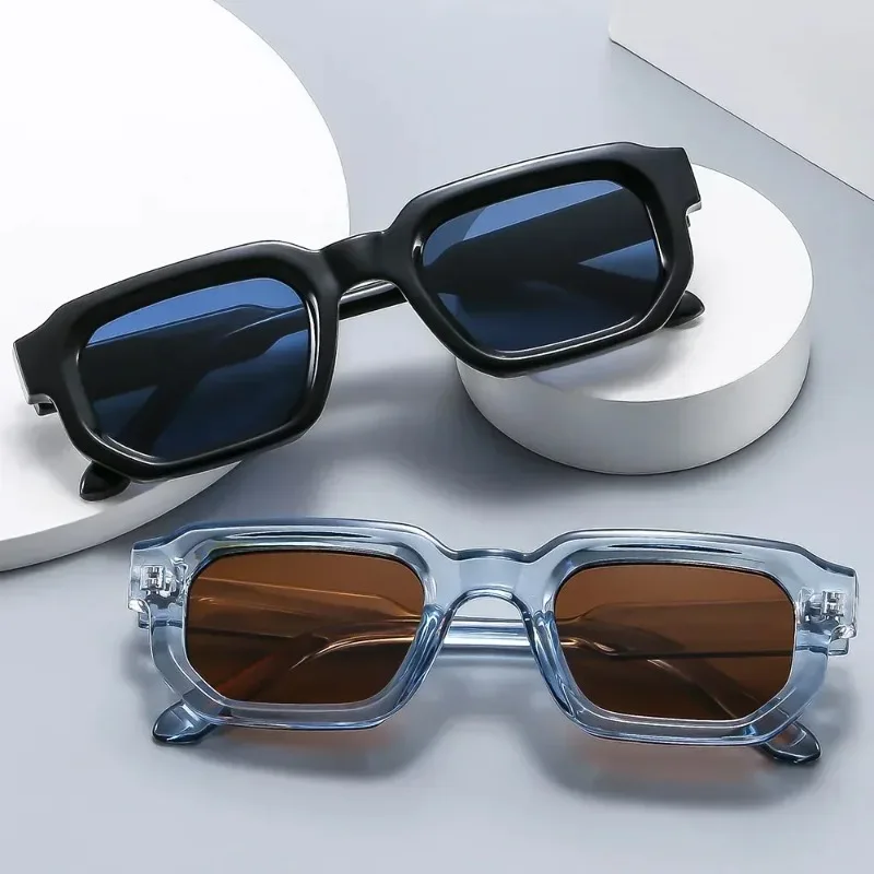 Fashion Blue Square Sunglasses For Women Men Retro Luxury Designer Clear Lens Sun Glasses Shades UV400 Eyeglasses image 3