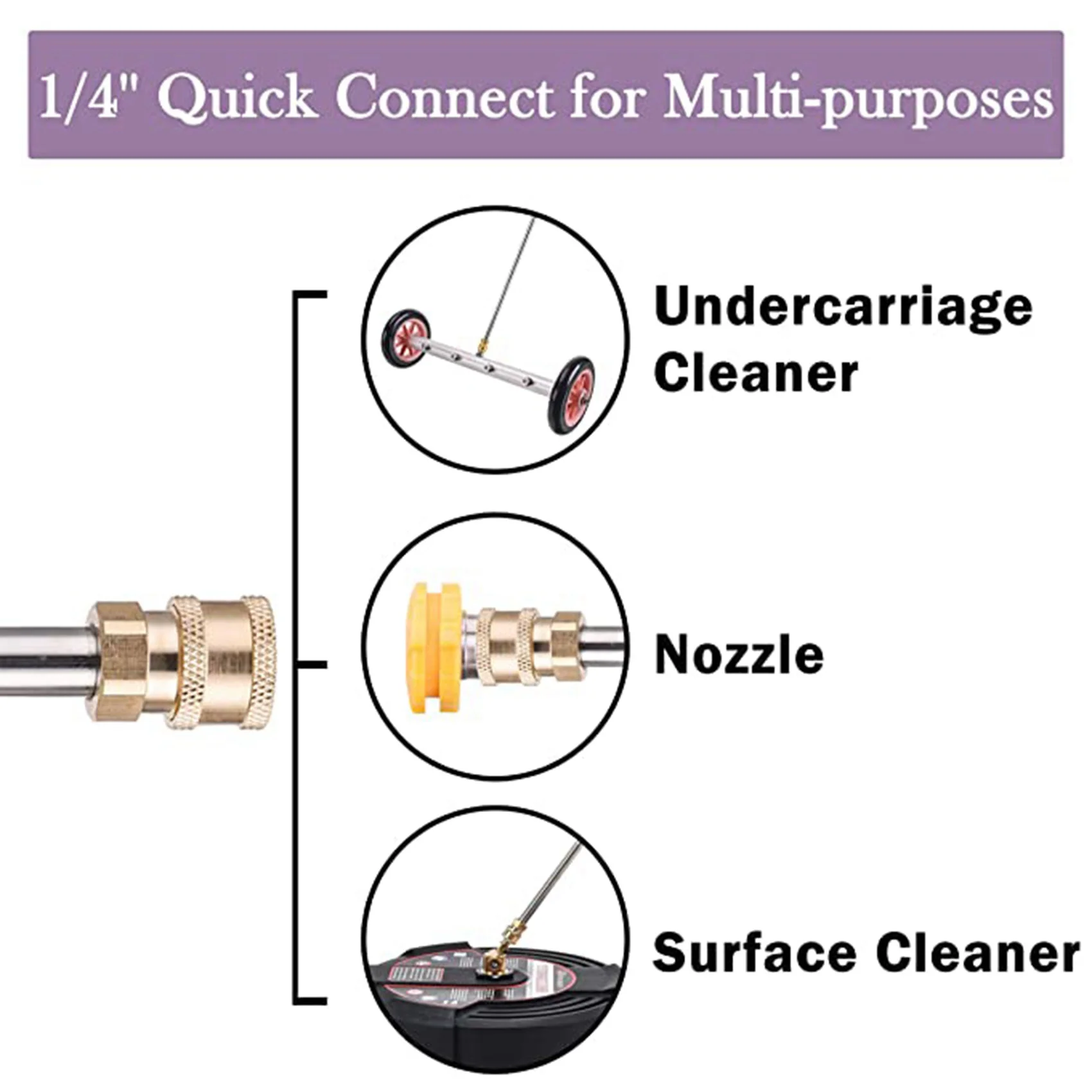 A98E-2X Pressure Washer Extension Rod 15.75-Inch Stainless Steel 1/4 Inch Quick-Connect Electric Washer Nozzle